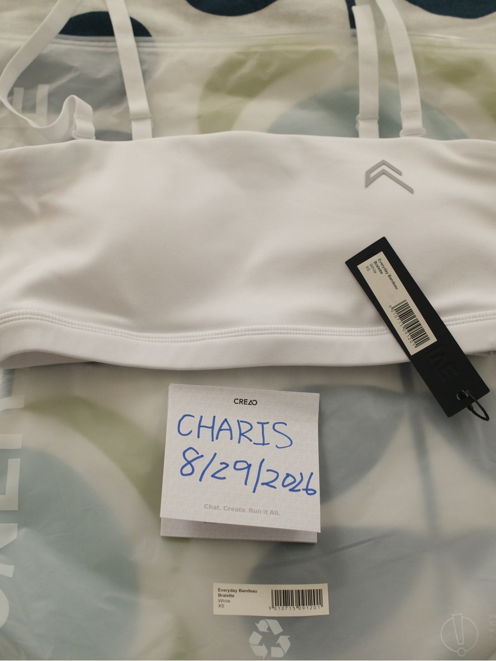 ONER Active White Bandeau Bralette NWT XS